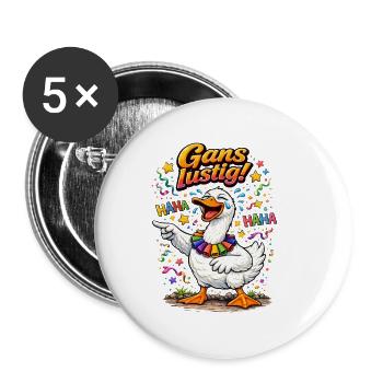 Gans lustig – Närrischer Spaß für Karneval - Buttons klein 25 mm (5er Pack) - Weiß - Vorne