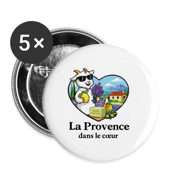 Provence in the Heart Goat Lavender South France - Buttons small 1''/25 mm (5-pack) - white - Front