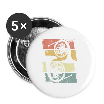 French Horns Drawing - Buttons small 1''/25 mm (5-pack) - white - Front