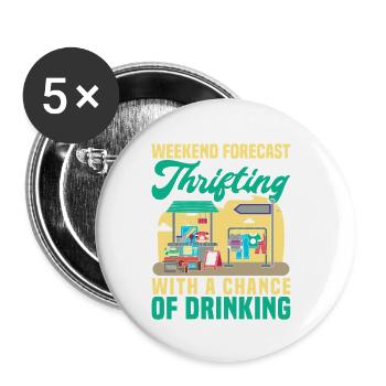 Thrift Shopper Weekend Forecast Thrift Store - Buttons small 1''/25 mm (5-pack) - white - Front
