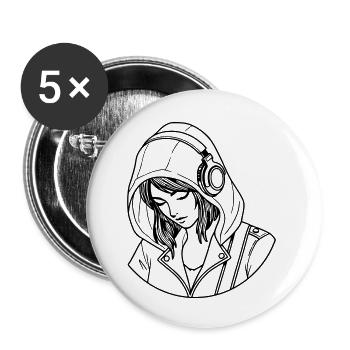 Woman Love Music - Buttons small 1''/25 mm (5-pack) - white - Front