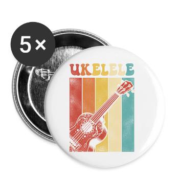 Hawaiian Ukulele Uke Retro Vintage - Buttons small 1''/25 mm (5-pack) - white - Front