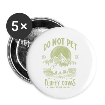 Vintage Buffalo Do Not Pet Fluffy Cows Funny Bison - Buttons small 1''/25 mm (5-pack) - white - Front