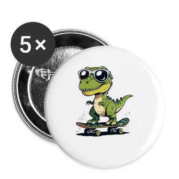 Skater alligator with sunglasses - Buttons small 1''/25 mm (5-pack) - white - Front