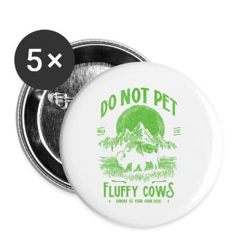 Vintage Buffalo Do Not Pet Fluffy Cows Funny Bison - Buttons small 1''/25 mm (5-pack) - white - Front