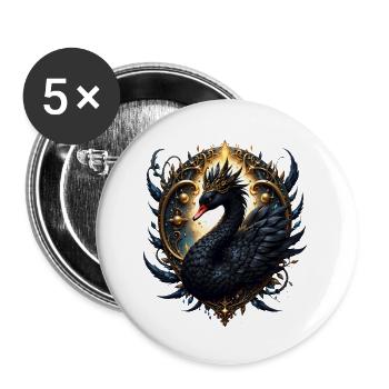 Imperial Black Swan on Golden Hoop - Buttons small 1''/25 mm (5-pack) - white - Front