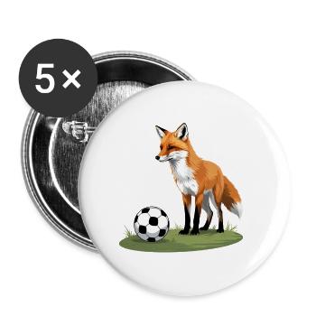 Fuchs im Fußballspiel - Buttons klein 25 mm (5er Pack) - Weiß - Vorne