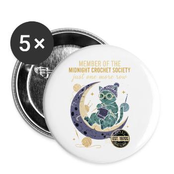 Midnight Crochet Society Juste un rang de plus au crochet - Lot de 5 petits badges (25 mm) - blanc - Devant