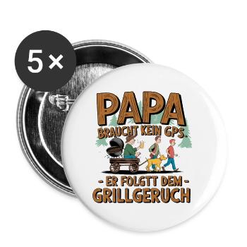 Papa n’a pas besoin de GPS, il suit l’odeur du barbecue - Lot de 5 petits badges (25 mm) - blanc - Devant