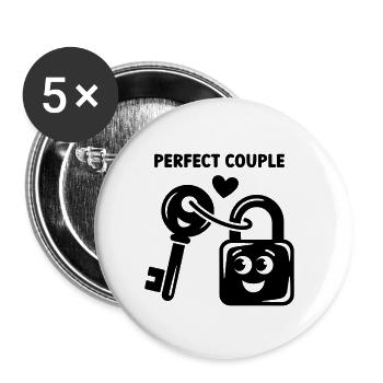 Key to My Heart Cute Lock and Key - Buttons klein 25 mm (5er Pack) - Weiß - Vorne