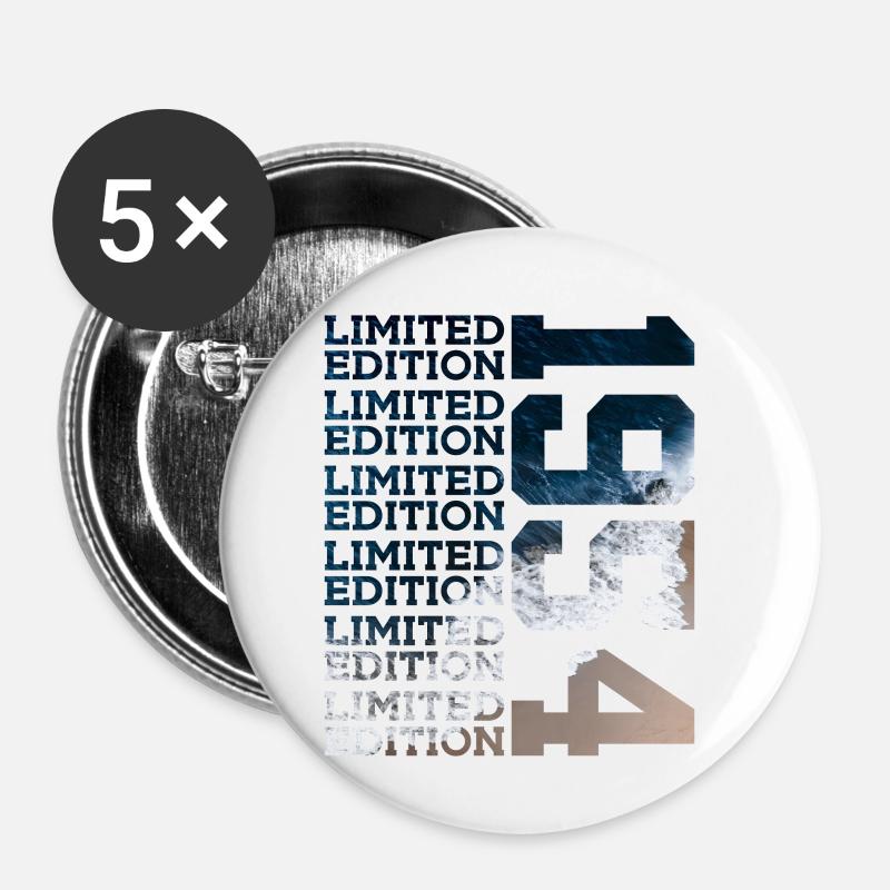 ÉDITION LIMITÉE 1954 72 ANS 72E ANNIVERSAIRE - Lot de 5 petits badges (25 mm) - blanc