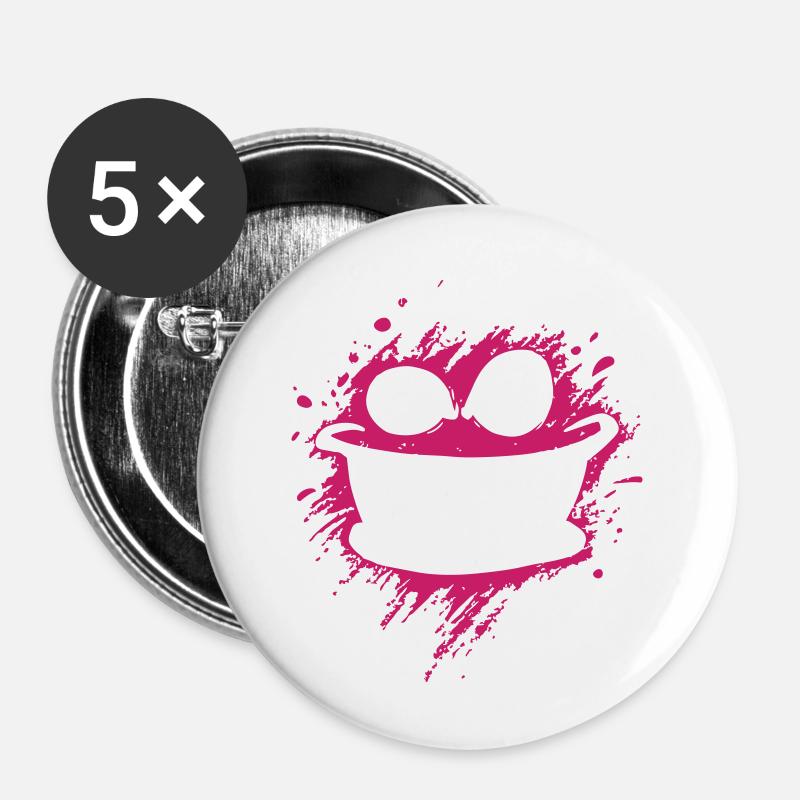 Petits Monstres : Éclaboussant joyeusement Monstermond - Lot de 5 petits badges (25 mm) - blanc