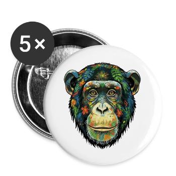 Colorful Chimpanzee Flowers - Buttons small 1''/25 mm (5-pack) - white - Front
