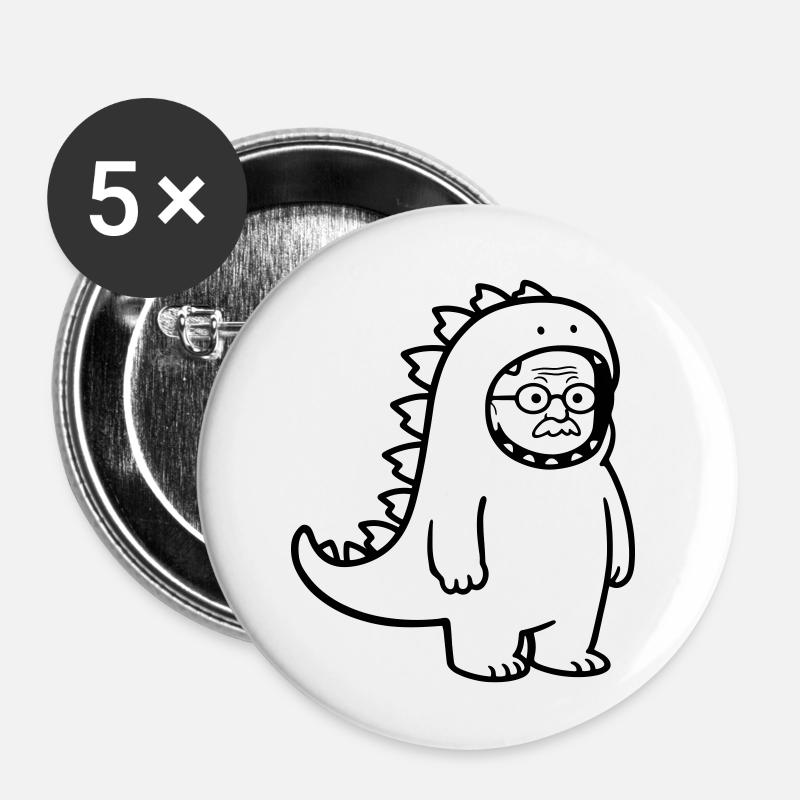 Karnevalmuffel Opa - Buttons klein 25 mm (5er Pack) - Weiß