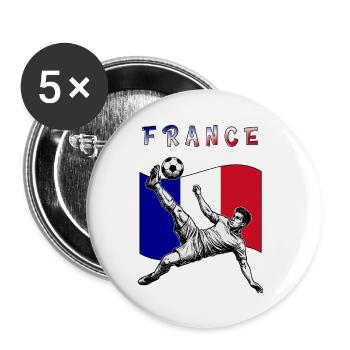 Football France Flag Overhead Kick - Buttons small 1''/25 mm (5-pack) - white - Front