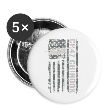 CH47 Chinook helicopter with American flag - Buttons small 1''/25 mm (5-pack) - white - Front