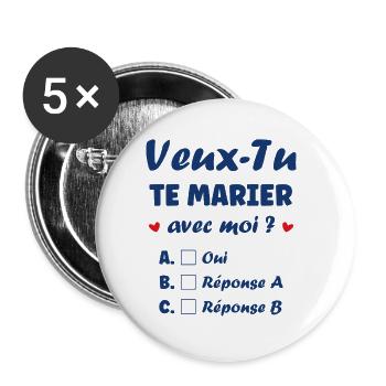 Willst du mich heiraten - Buttons klein 25 mm (5er Pack) - Weiß - Vorne