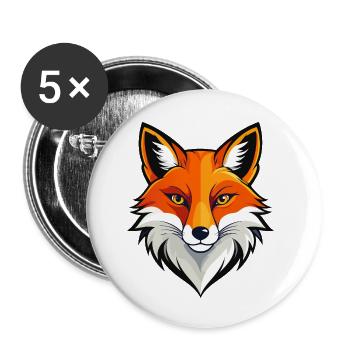 Bold Fox Head Illustration Red Fox Head Motif - Buttons small 1''/25 mm (5-pack) - white - Front