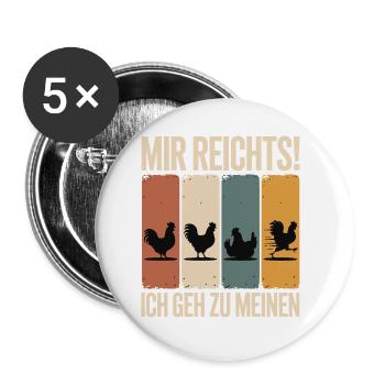 I've had enough - I'm going to my chickens - Buttons small 1''/25 mm (5-pack) - white - Front