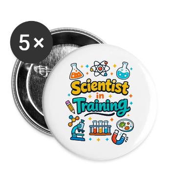 Jeune scientifique en formation - Lot de 5 petits badges (25 mm) - blanc - Devant