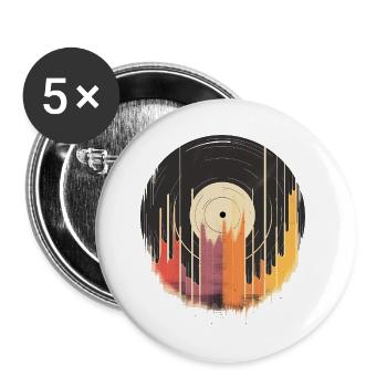 Design vinyle abstrait Musique colorée - Lot de 5 petits badges (25 mm) - blanc - Devant