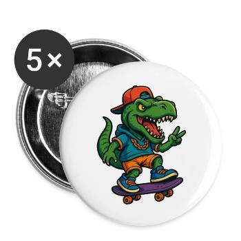 T-Rex Street Skater  - Buttons klein 25 mm (5er Pack) - Weiß - Vorne