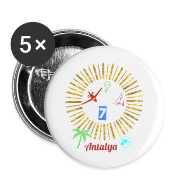 Cercle magique de la plage d’Antalya - Lot de 5 petits badges (25 mm) - blanc - Devant