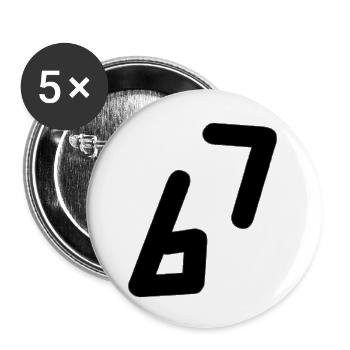 6 7 Numéro Noir - Lot de 5 petits badges (25 mm) - blanc - Devant