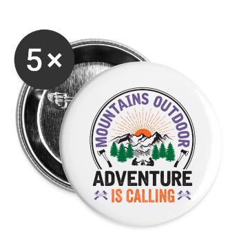 Berge – Das Abenteuer ruft - Buttons klein 25 mm (5er Pack) - Weiß - Vorne