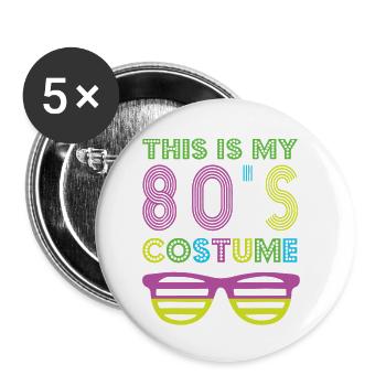 Style 80s Retro Party Outfit 80s - Buttons small 1''/25 mm (5-pack) - white - Front