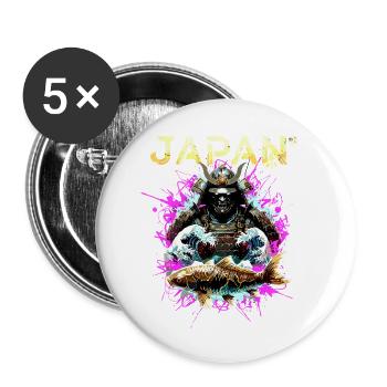 Cyber Samurai – Japan Krieger - Buttons klein 25 mm (5er Pack) - Weiß - Vorne