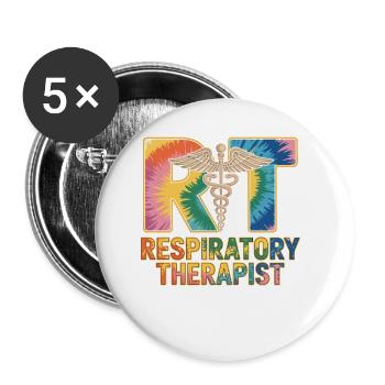 Tie-Dye pour Thérapeute Respiratoire - Lot de 5 petits badges (25 mm) - blanc - Devant