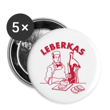 Lustiger Metzger Leberkas Bayrischer Döner - Buttons klein 25 mm (5er Pack) - Weiß - Vorne
