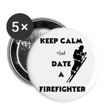 Firefighter humor date - Buttons small 1''/25 mm (5-pack) - white - Front