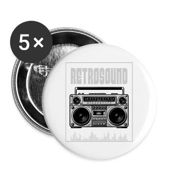 Retro Sound Boombox - Buttons small 1''/25 mm (5-pack) - white - Front