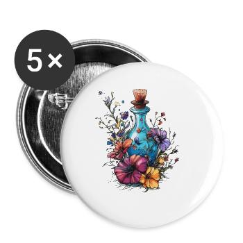 Flower bottle in a blaze of colour - Buttons small 1''/25 mm (5-pack) - white - Front