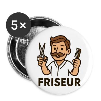 Cartoon Salon de coiffure Vintage - Lot de 5 petits badges (25 mm) - blanc - Devant