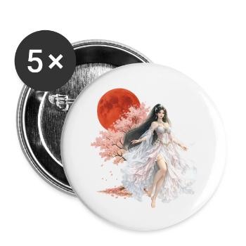 Enchanteresse Fleur au Clair de Lune - Lot de 5 petits badges (25 mm) - blanc - Devant