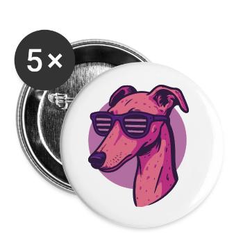 Windhund, Galgo - Buttons klein 25 mm (5er Pack) - Weiß - Vorne
