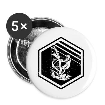 Lustiges Windsurf Motiv - Buttons klein 25 mm (5er Pack) - Weiß - Vorne