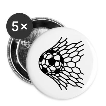 Goal Soccer Ball in Net Hit Vector - Buttons small 1''/25 mm (5-pack) - white - Front