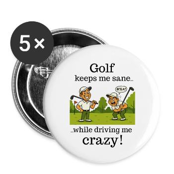 Golf - keeps me sane - Lot de 5 petits badges (25 mm) - blanc - Devant