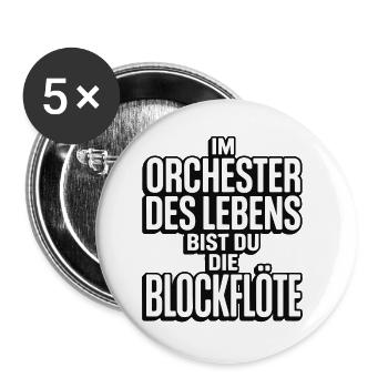Conception de flûtes à bec de l’Orchestre de la Vie - Lot de 5 petits badges (25 mm) - blanc - Devant