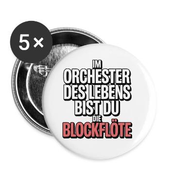 Conception de flûtes à bec de l’Orchestre de la Vie - Lot de 5 petits badges (25 mm) - blanc - Devant