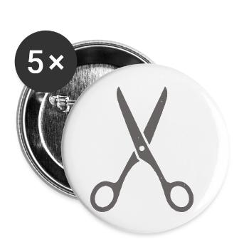 Costume ciseaux, pierre, papier Chemise de groupe - Lot de 5 petits badges (25 mm) - blanc - Devant