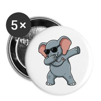 Éléphant drôle dans le style dab - Lot de 5 petits badges (25 mm) - blanc - Devant