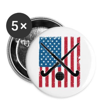 Field Hockey USA Flagge - Buttons klein 25 mm (5er Pack) - Weiß - Vorne