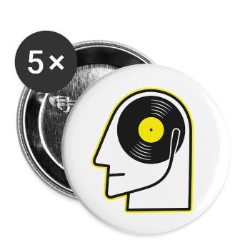 Vinyl-Kopfporträt - Buttons klein 25 mm (5er Pack) - Weiß - Vorne