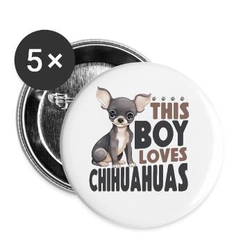 Chihuahua Chihuahueño Boy This Boy - Buttons small 1''/25 mm (5-pack) - white - Front