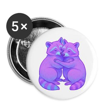 Kuschelige Purpur-Racoonen im Neonlicht - Buttons klein 25 mm (5er Pack) - Weiß - Vorne